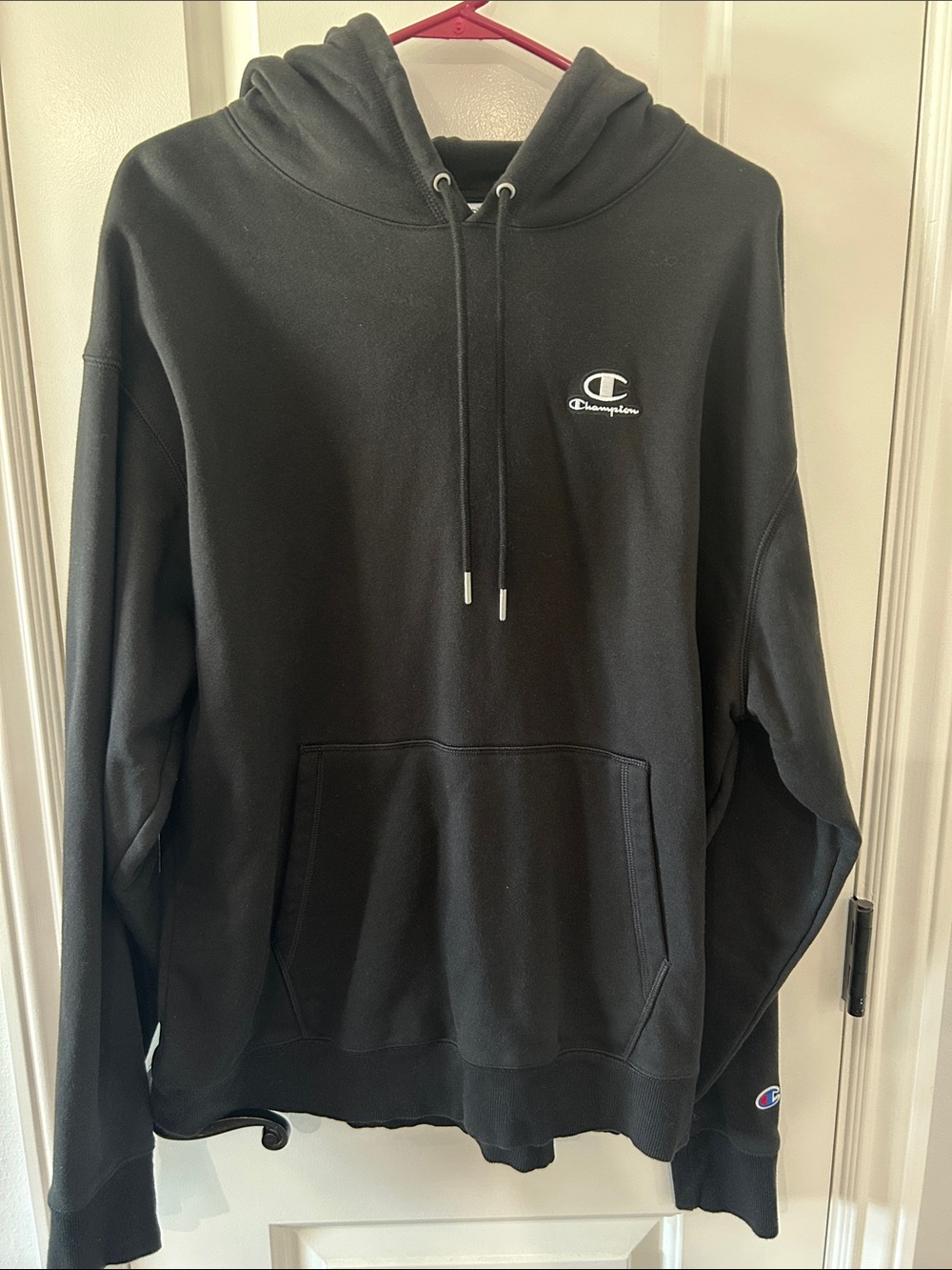 Champion Black Pullover Hoodie with Small Logo